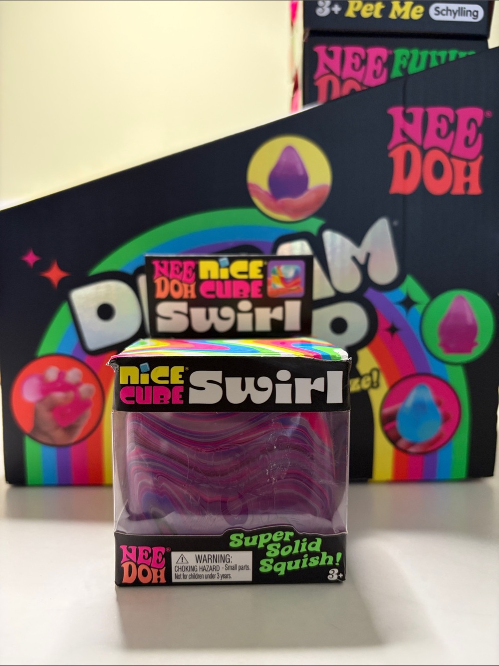 NeeDoh Nice Cube Swirl Purple Pink Squishy Fidget Toy NEW in Box